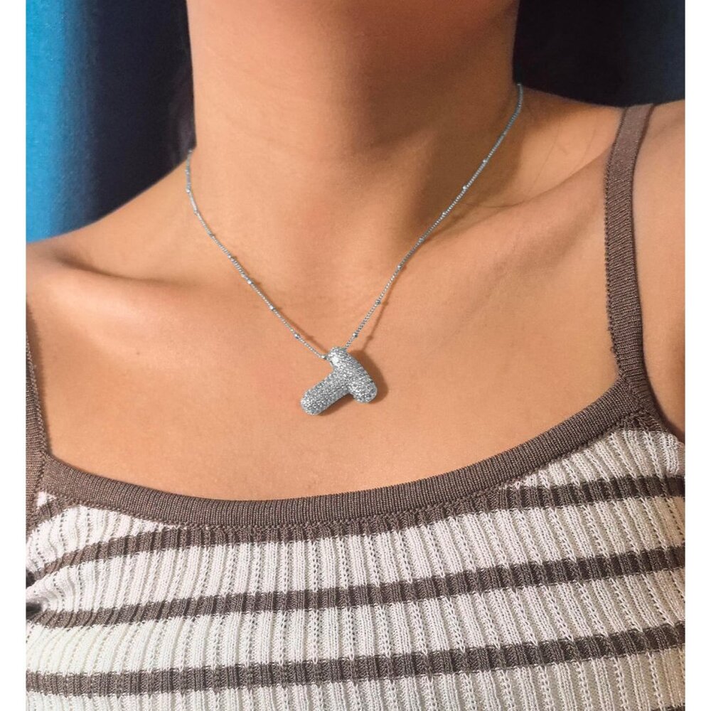 Sparkling Silver Initial Necklace - Hypoallergeni… - image 3